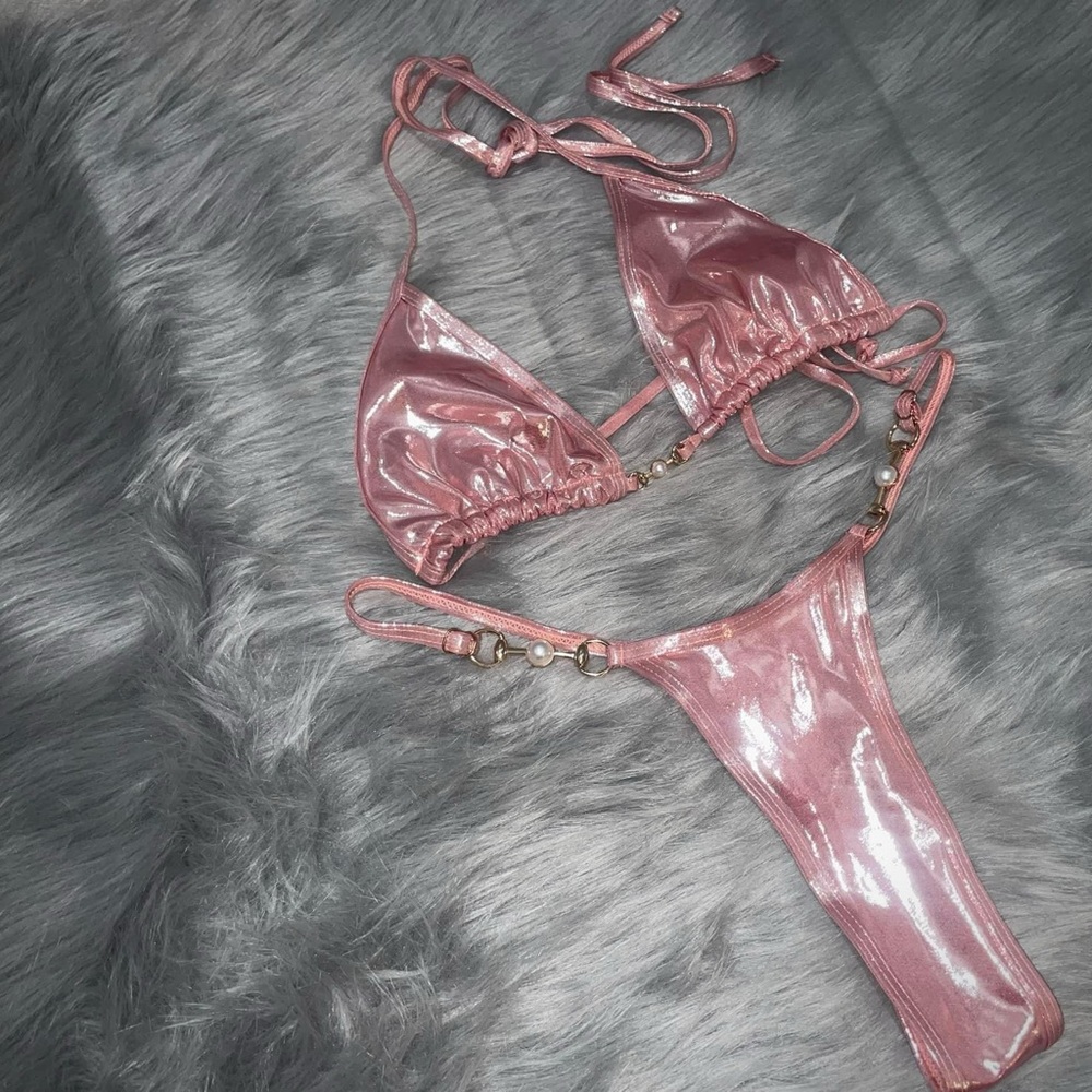 Shiny Pink Bikini Set